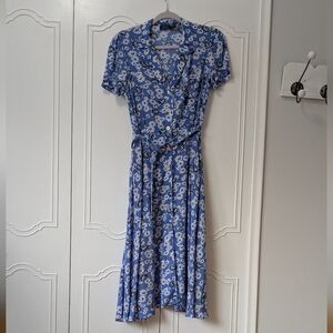 Polo by Ralph Lauren Blue Floral Midi Dress